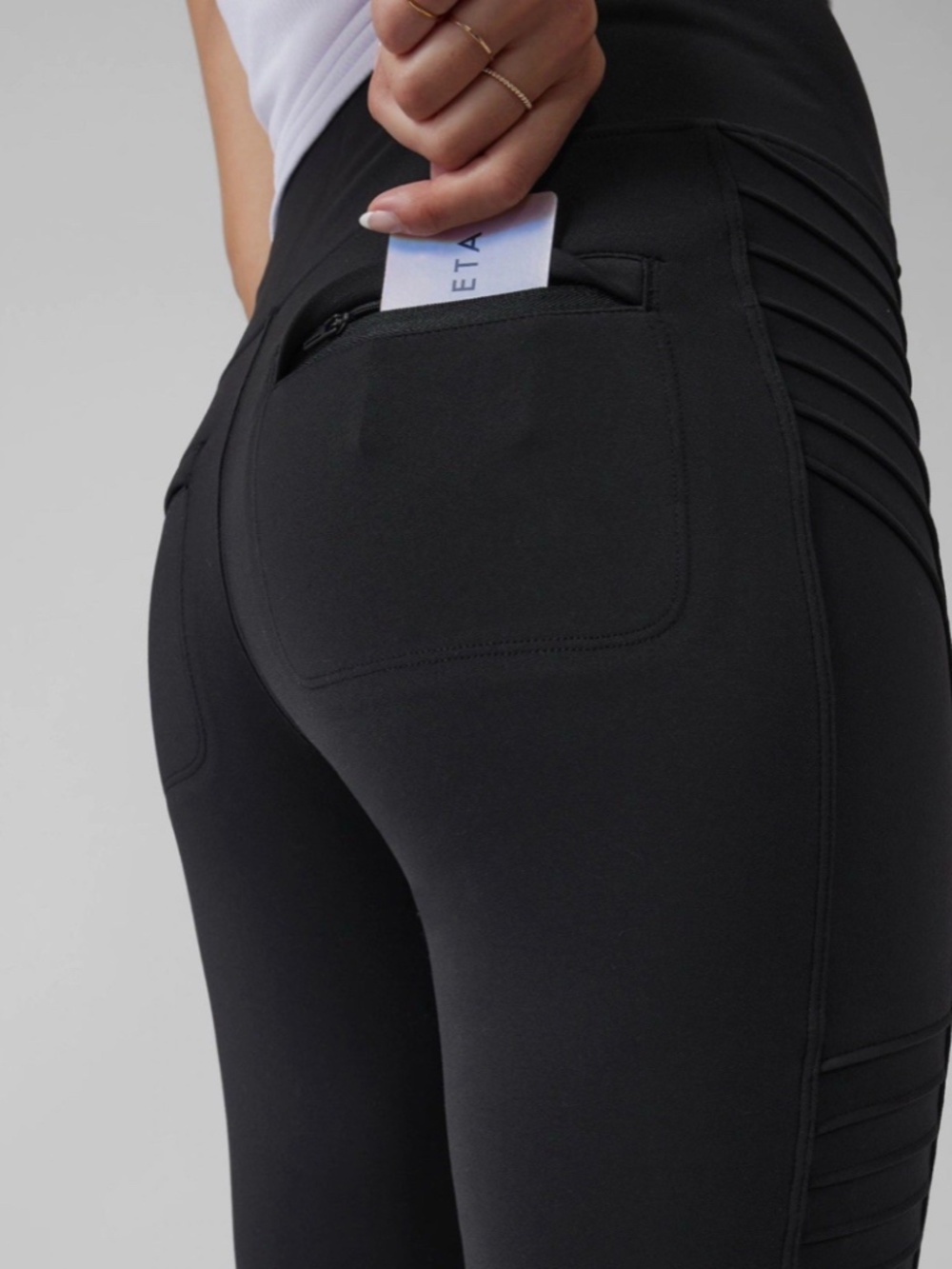Athleta Black High-Waist Moto Leggings